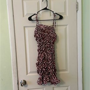 Burgundy Floral zip up dress from SHEIN, Size XS
